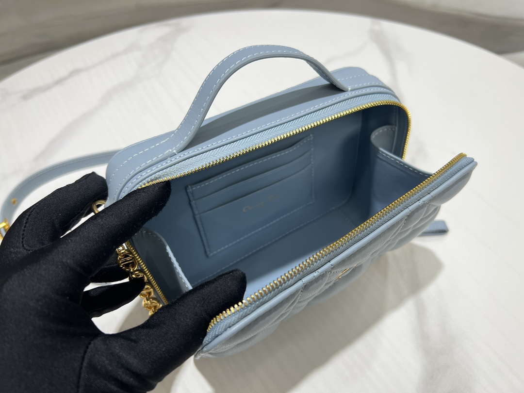 Dior S5140 Caro Box Bag Lake Blue Quilted Macrocannage Calfskin - Default Title - View 9