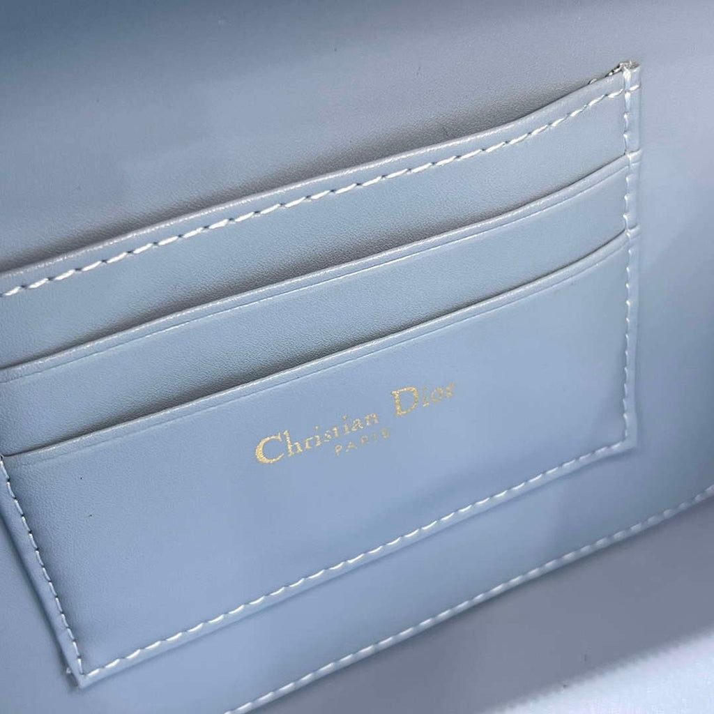 Dior S5140 Caro Box Bag Lake Blue Quilted Macrocannage Calfskin