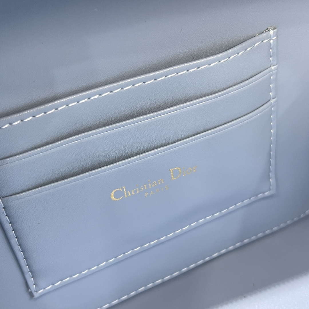 Dior S5140 Caro Box Bag Lake Blue Quilted Macrocannage Calfskin