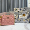 Dior S5140 Caro Box Bag Pink Quilted Macrocannage Calfskin - Default Title - View 1