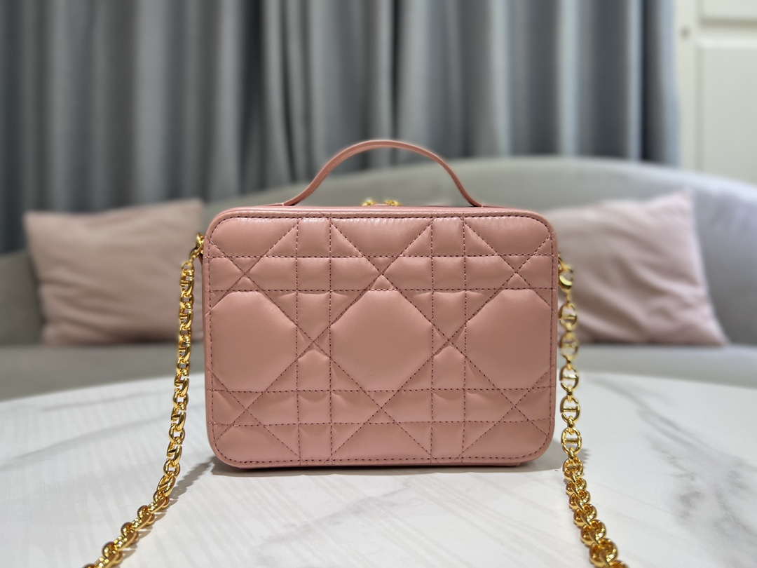 Dior S5140 Caro Box Bag Pink Quilted Macrocannage Calfskin - Default Title - View 2
