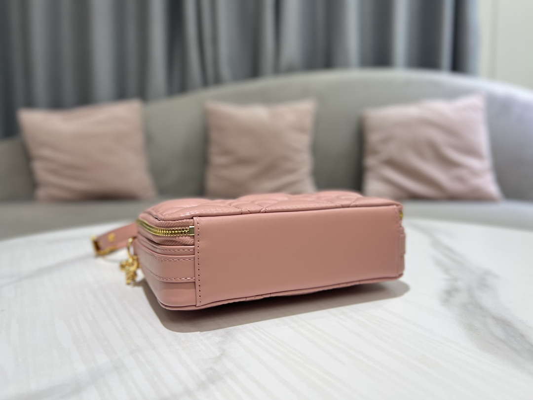 Dior S5140 Caro Box Bag Pink Quilted Macrocannage Calfskin - Default Title - View 3