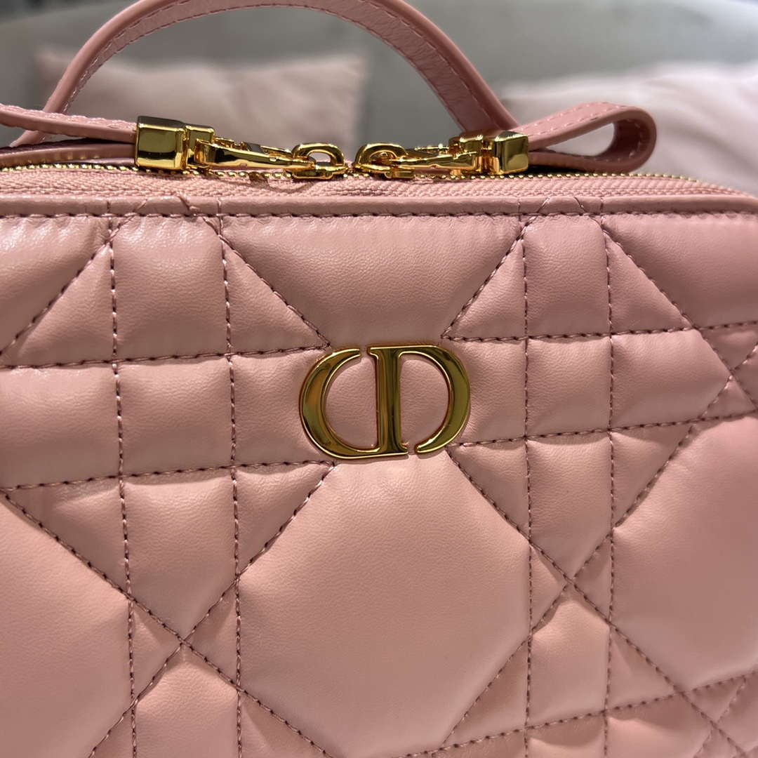 Dior S5140 Caro Box Bag Pink Quilted Macrocannage Calfskin - Default Title - View 5