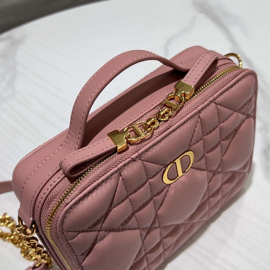 Dior S5140 Caro Box Bag Pink Quilted Macrocannage Calfskin - Default Title - View 7