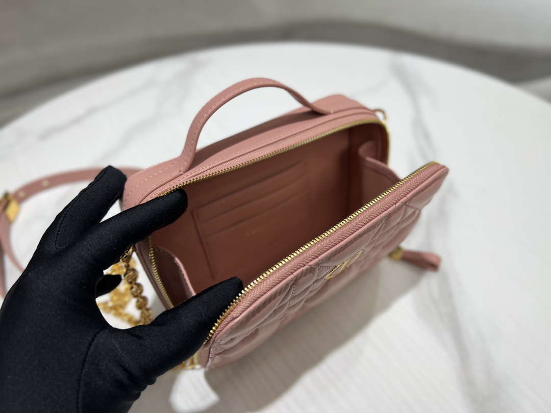 Dior S5140 Caro Box Bag Pink Quilted Macrocannage Calfskin - Default Title - View 8