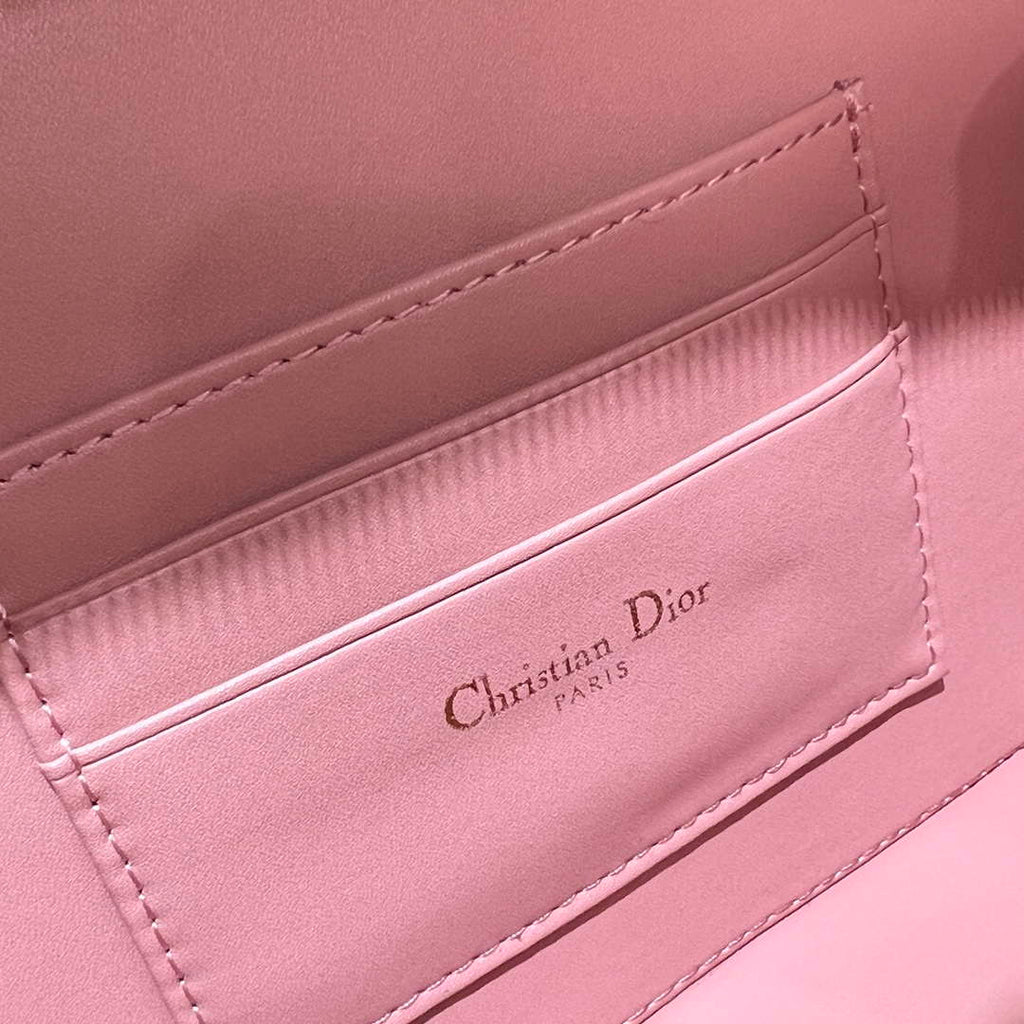 Dior S5140 Caro Box Bag Pink Quilted Macrocannage Calfskin