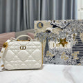 Dior S5140 Caro Box Bag White Quilted Macrocannage Calfskin - Default Title - View 1