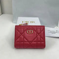 Dior S5173 Caro Dahlia Wallet Red Supple Cannage Calfskin