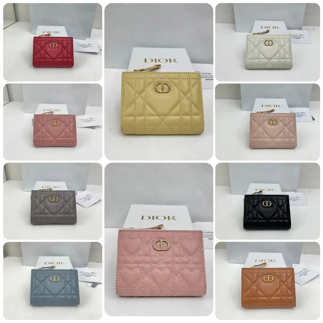 Dior S5173 Caro Dahlia Wallet Brown Supple Cannage Calfskin