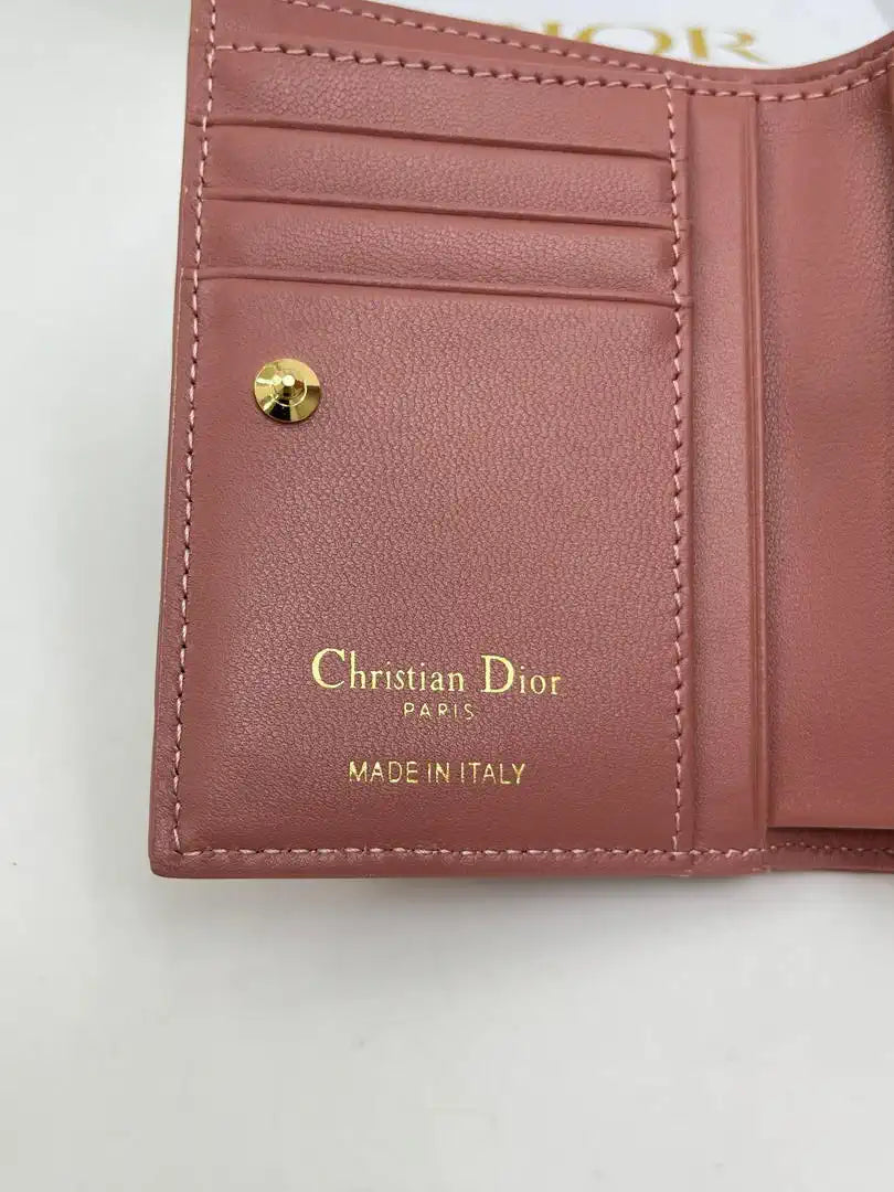Dior S5173 Caro Dahlia Wallet Pink Supple Cannage Calfskin