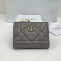 Dior S5173 Caro Dahlia Wallet Gray Supple Cannage Calfskin