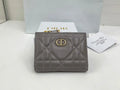 Dior S5173 Caro Dahlia Wallet Gray Supple Cannage Calfskin
