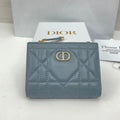 Dior S5173 Caro Dahlia Wallet Blue Supple Cannage Calfskin