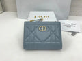 Dior S5173 Caro Dahlia Wallet Blue Supple Cannage Calfskin