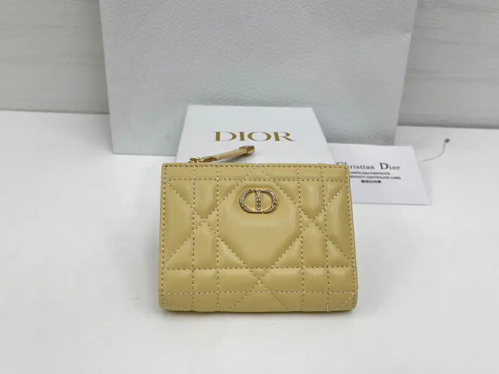 Dior S5173 Caro Dahlia Wallet Yellow Supple Cannage Calfskin