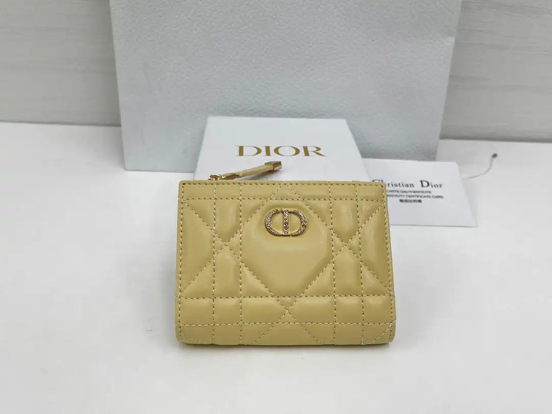 Dior S5173 Caro Dahlia Wallet Yellow Supple Cannage Calfskin