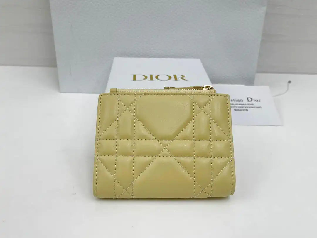 Dior S5173 Caro Dahlia Wallet Yellow Supple Cannage Calfskin