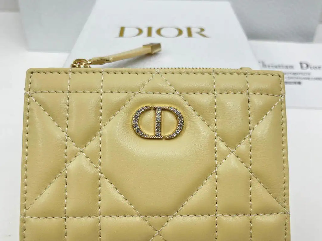 Dior S5173 Caro Dahlia Wallet Yellow Supple Cannage Calfskin