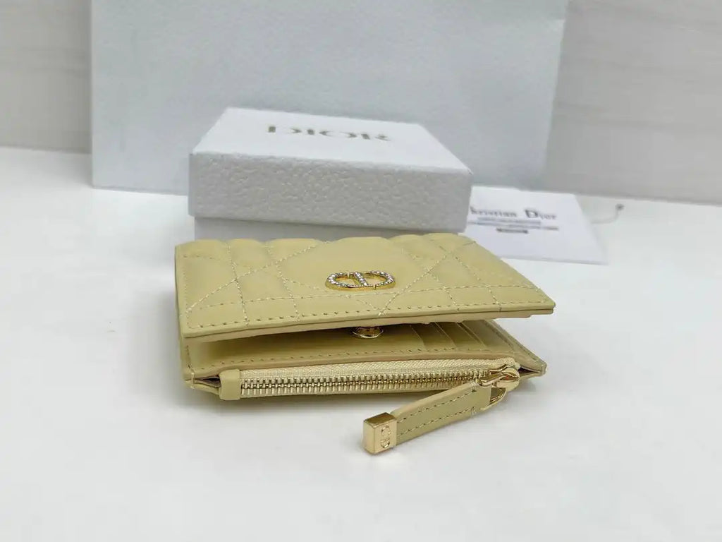 Dior S5173 Caro Dahlia Wallet Yellow Supple Cannage Calfskin