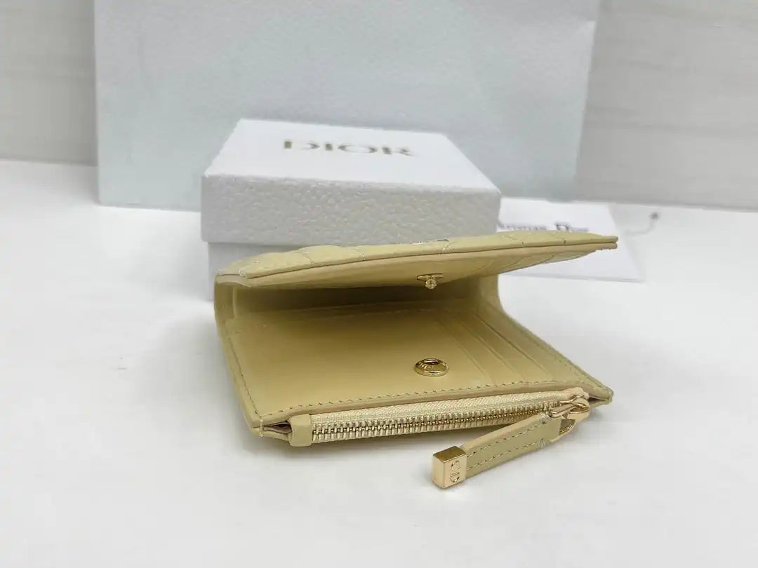 Dior S5173 Caro Dahlia Wallet Yellow Supple Cannage Calfskin