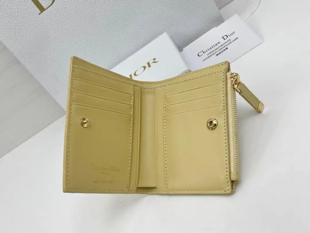Dior S5173 Caro Dahlia Wallet Yellow Supple Cannage Calfskin