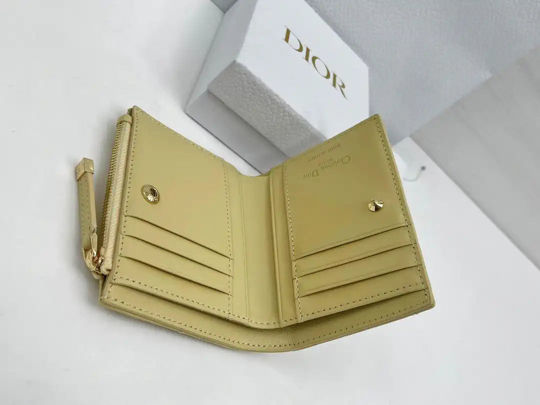 Dior S5173 Caro Dahlia Wallet Yellow Supple Cannage Calfskin