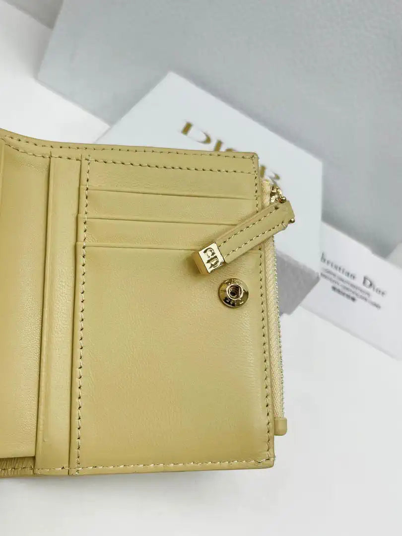 Dior S5173 Caro Dahlia Wallet Yellow Supple Cannage Calfskin