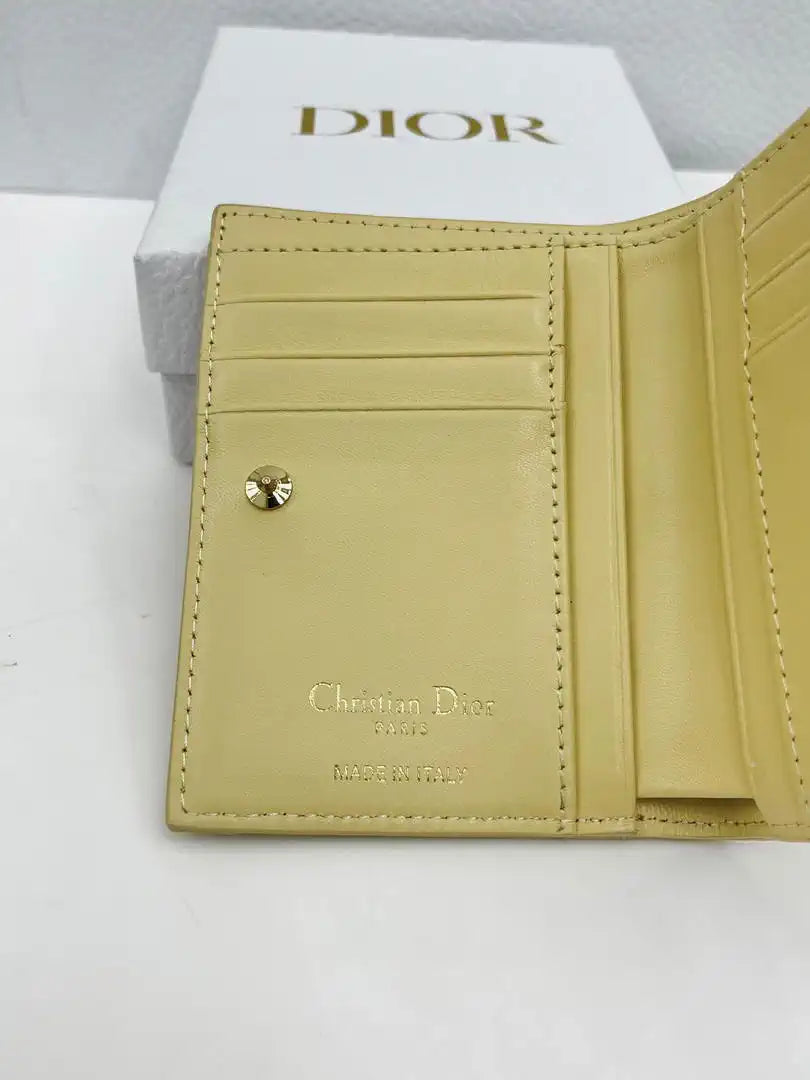 Dior S5173 Caro Dahlia Wallet Yellow Supple Cannage Calfskin