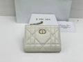 Dior S5173 Caro Dahlia Wallet White Supple Cannage Calfskin