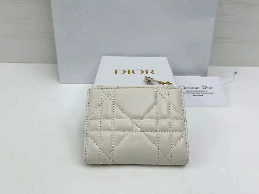 Dior S5173 Caro Dahlia Wallet White Supple Cannage Calfskin