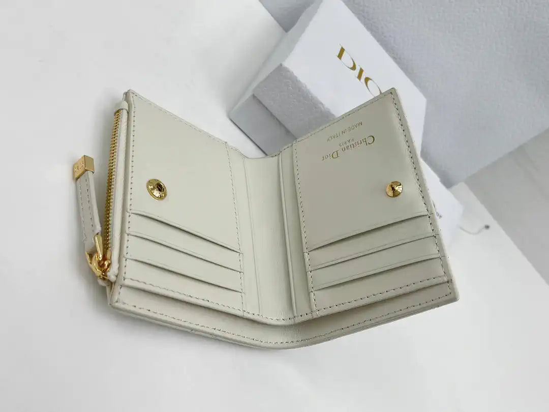 Dior S5173 Caro Dahlia Wallet White Supple Cannage Calfskin