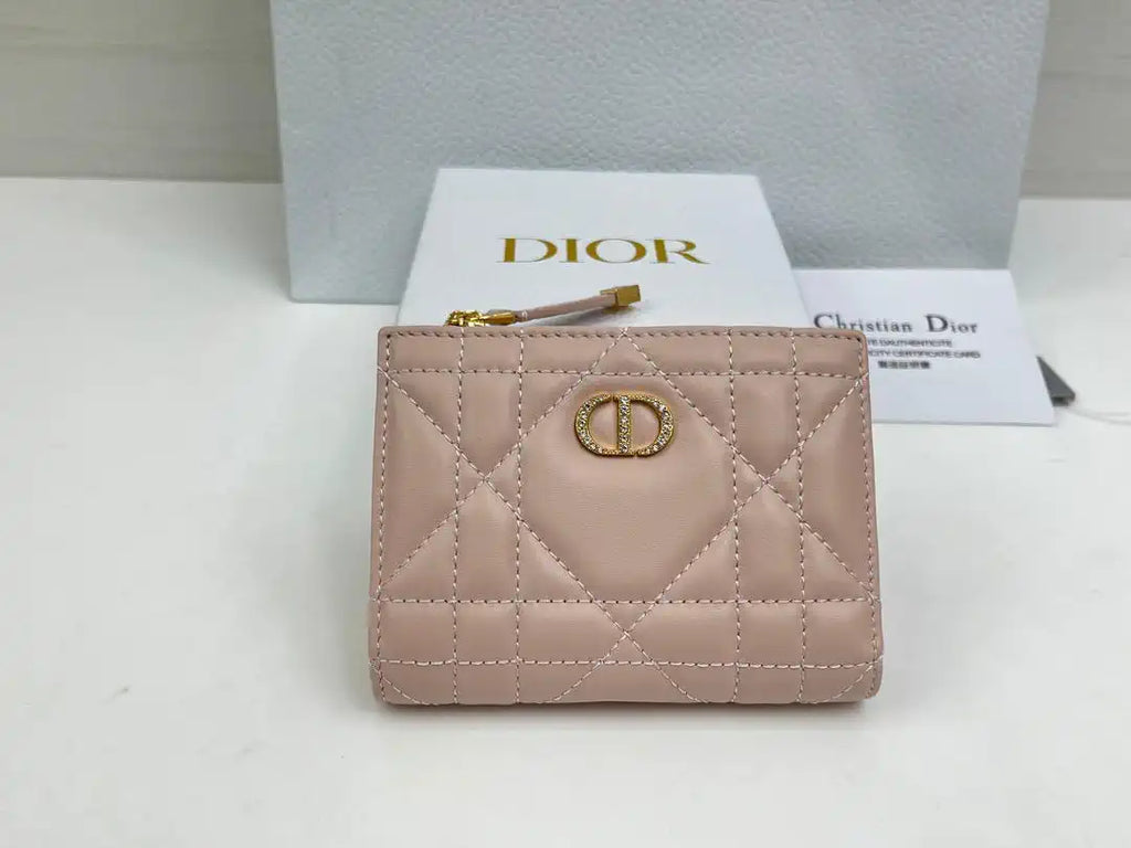 Dior S5173 Caro Dahlia Wallet Ligth Pink Supple Cannage Calfskin