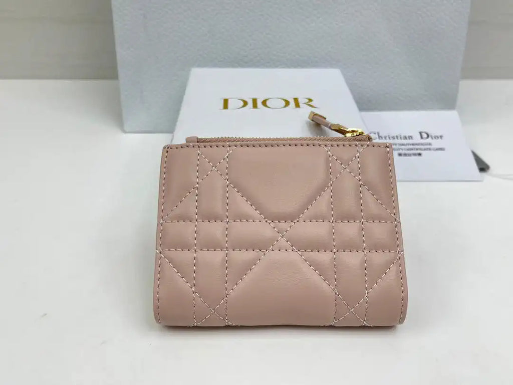Dior S5173 Caro Dahlia Wallet Ligth Pink Supple Cannage Calfskin