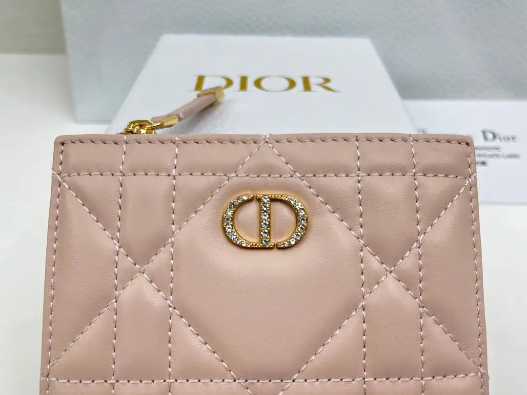 Dior S5173 Caro Dahlia Wallet Ligth Pink Supple Cannage Calfskin