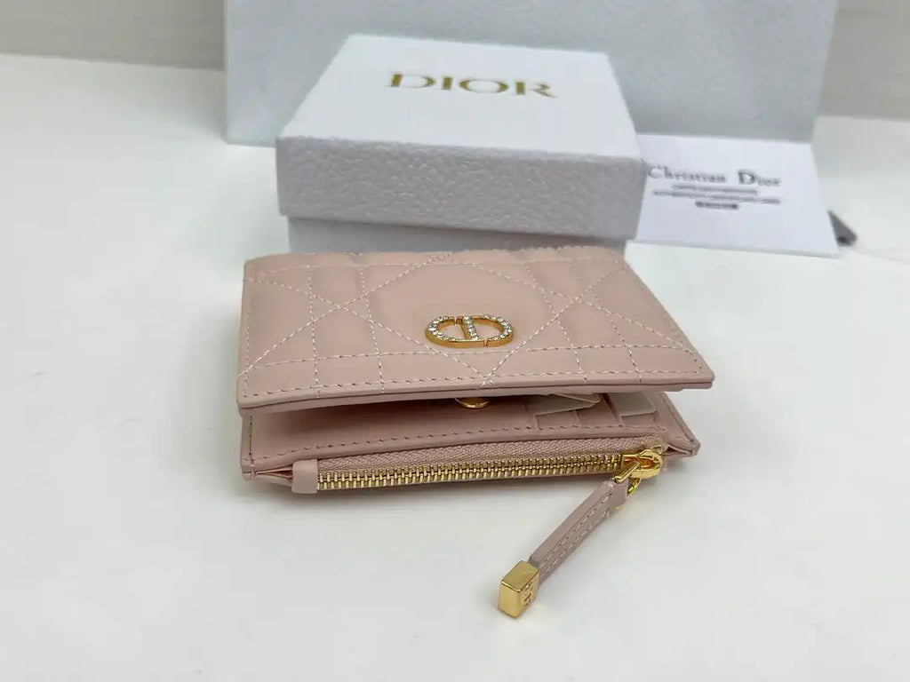 Dior S5173 Caro Dahlia Wallet Ligth Pink Supple Cannage Calfskin
