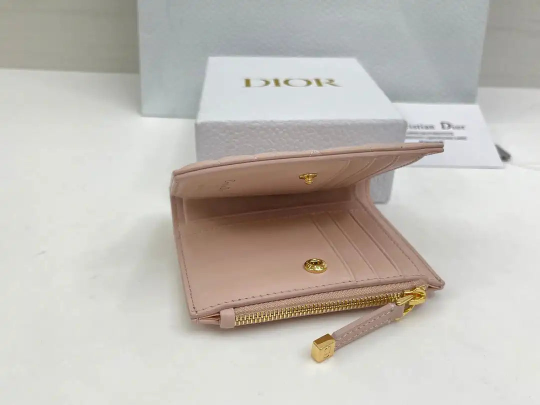 Dior S5173 Caro Dahlia Wallet Ligth Pink Supple Cannage Calfskin