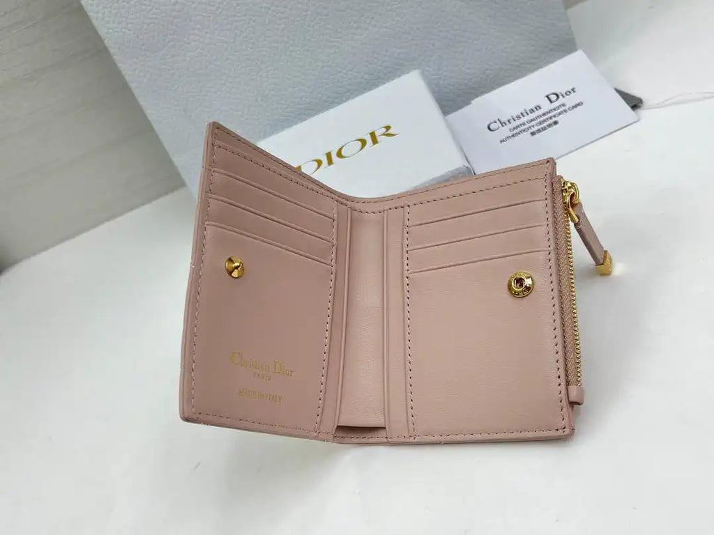 Dior S5173 Caro Dahlia Wallet Ligth Pink Supple Cannage Calfskin