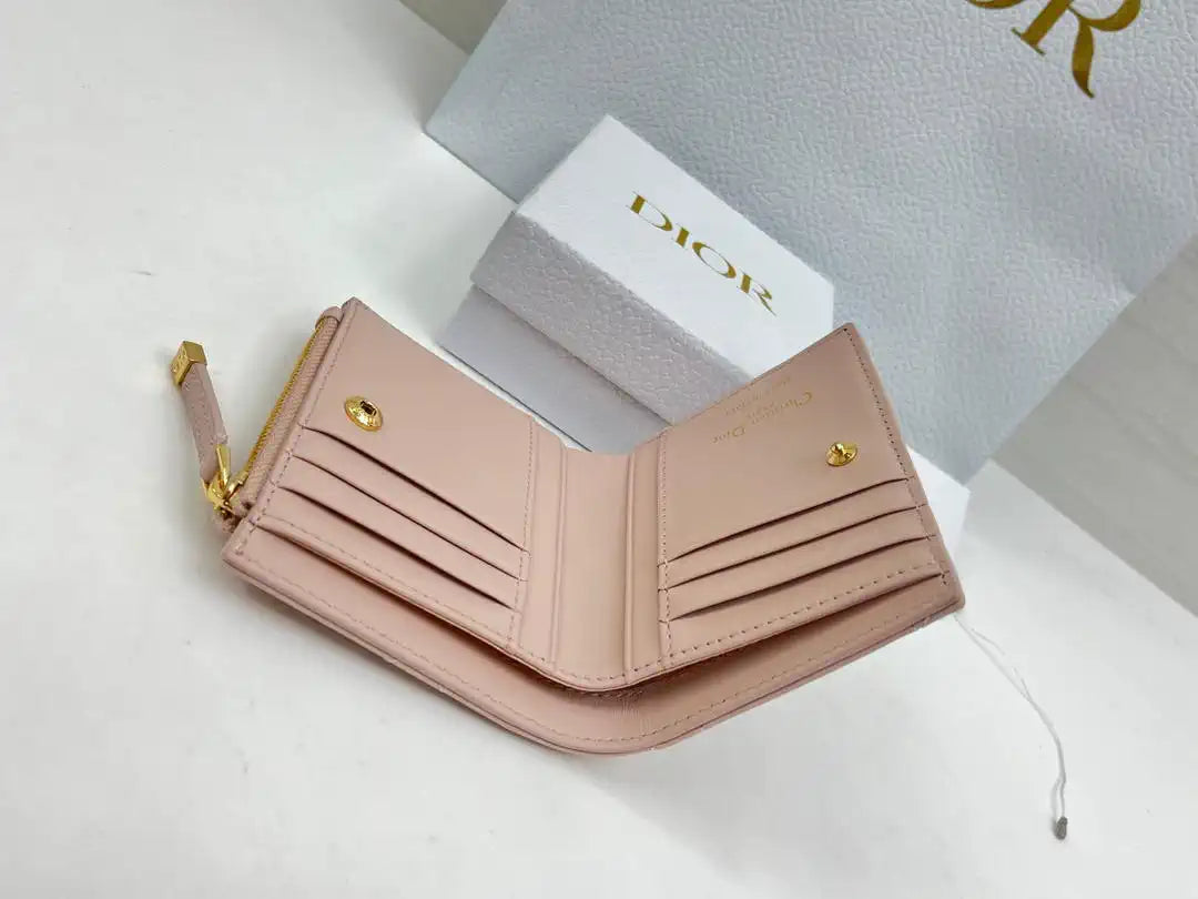 Dior S5173 Caro Dahlia Wallet Ligth Pink Supple Cannage Calfskin