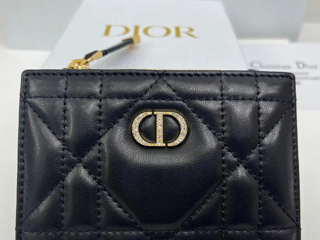 Dior S5173 Caro Dahlia Wallet Black Supple Cannage Calfskin