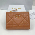Dior S5173 Caro Dahlia Wallet Brown Supple Cannage Calfskin