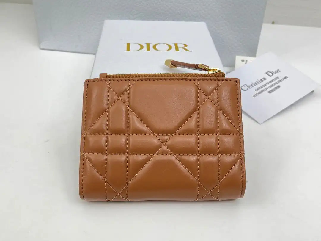 Dior S5173 Caro Dahlia Wallet Brown Supple Cannage Calfskin