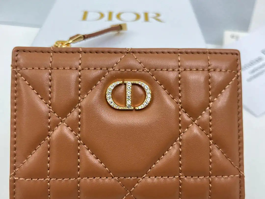 Dior S5173 Caro Dahlia Wallet Brown Supple Cannage Calfskin