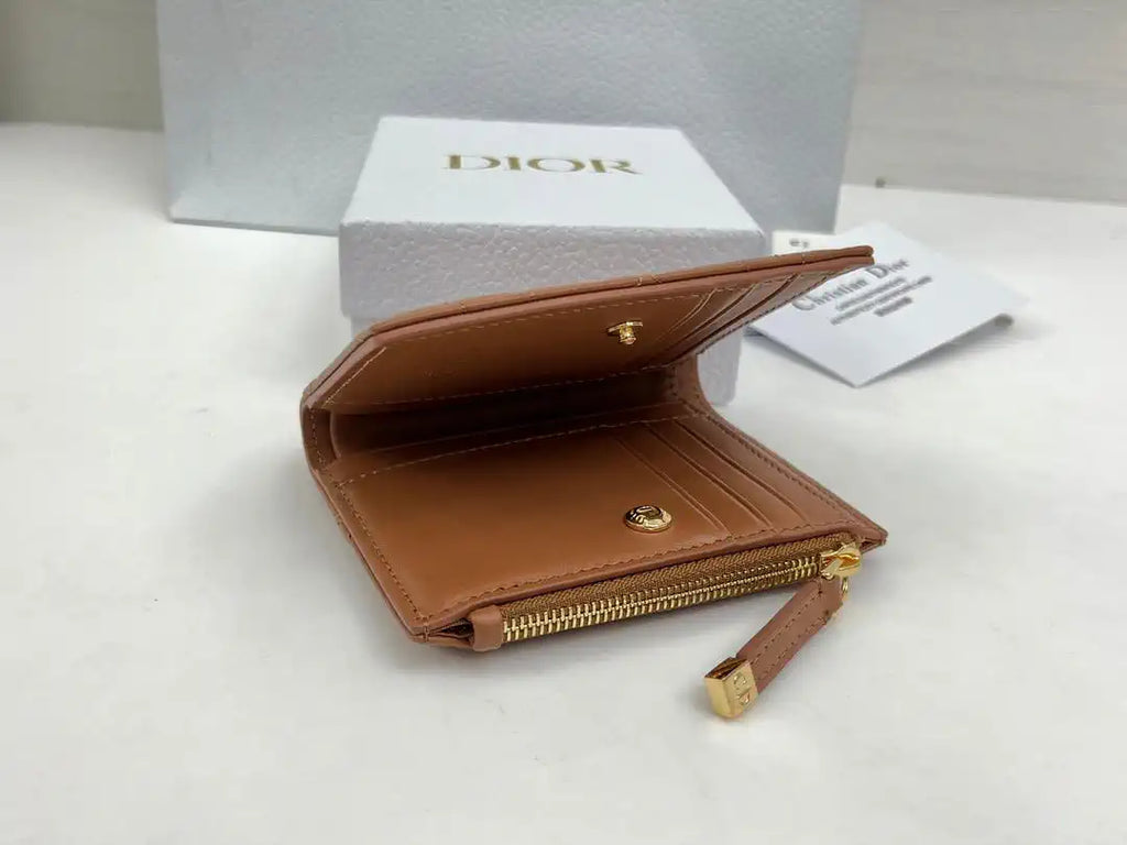 Dior S5173 Caro Dahlia Wallet Brown Supple Cannage Calfskin