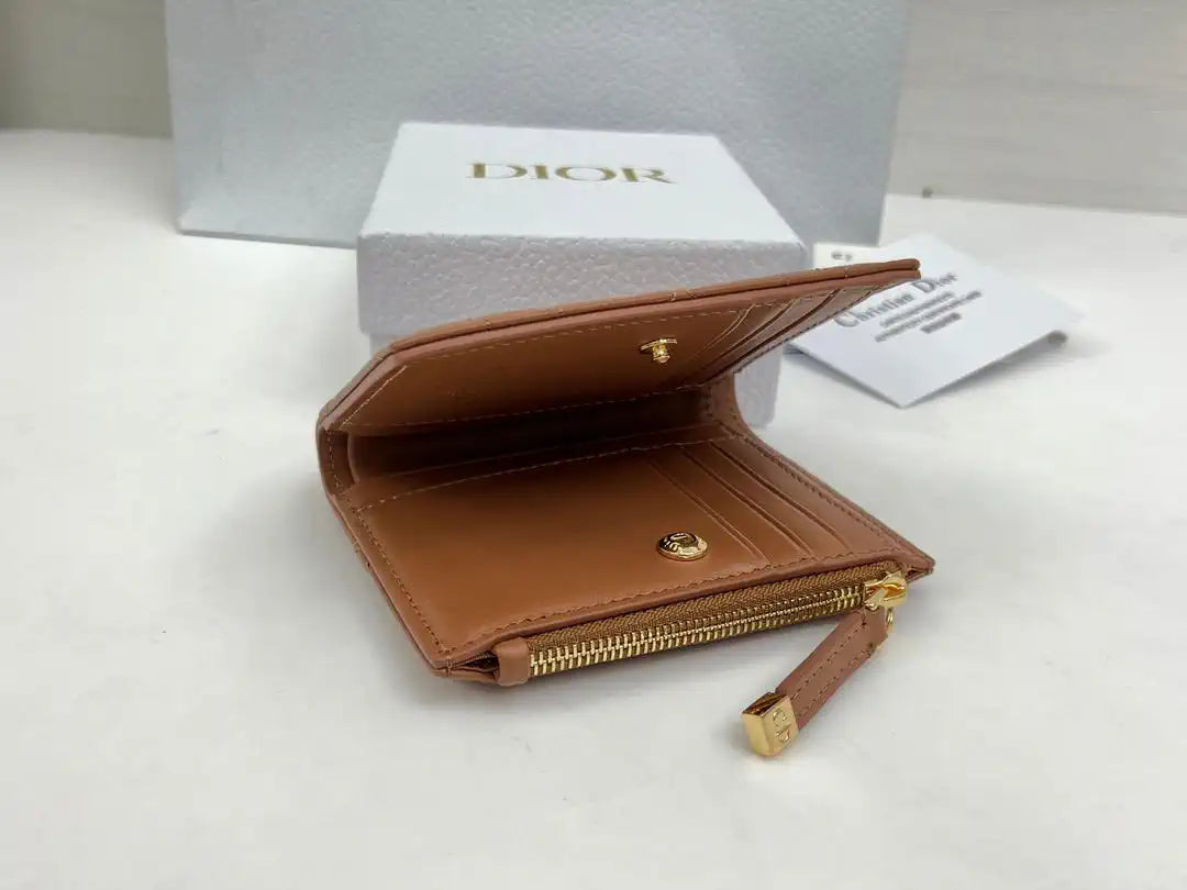 Dior S5173 Caro Dahlia Wallet Brown Supple Cannage Calfskin