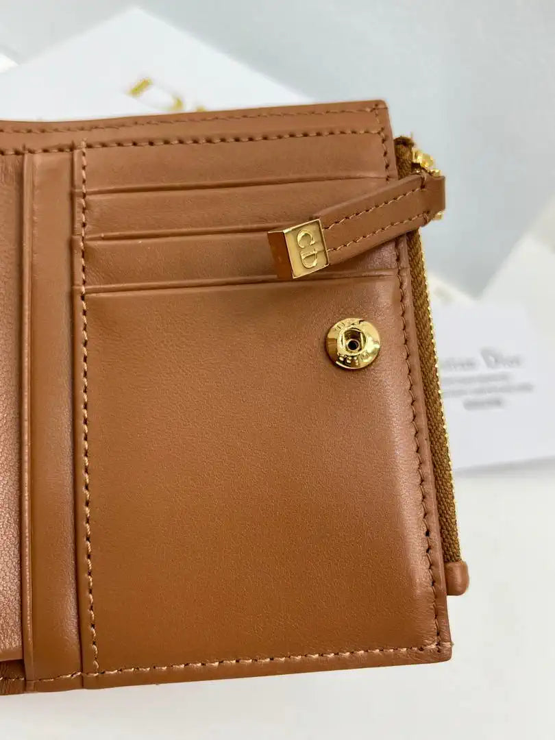 Dior S5173 Caro Dahlia Wallet Brown Supple Cannage Calfskin