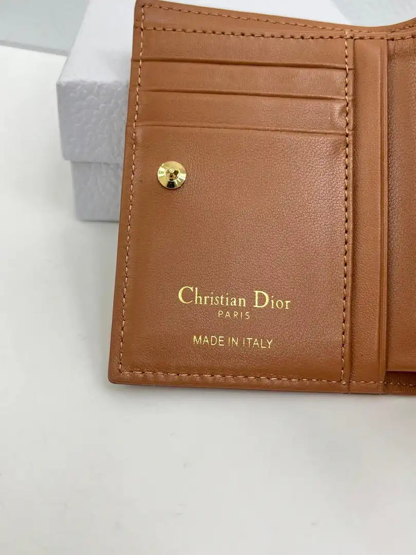Dior S5173 Caro Dahlia Wallet Brown Supple Cannage Calfskin