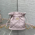 Dior S5223 Miss Caro Mini Bucket Bag with Drawstring Pink Macrocannage Lambskin