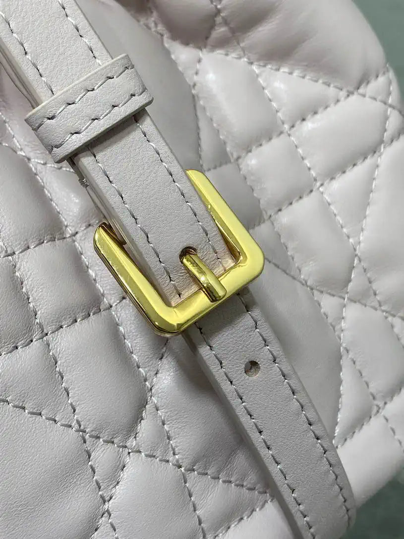 Dior S5223 Miss Caro Mini Bucket Bag with Drawstring Pink Macrocannage Lambskin