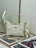 Dior S5253 Miss Caro Diorling Mini Bag with Chain White Macrocannage Lambskin