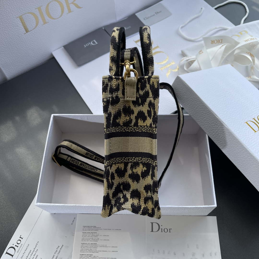 Dior S5555 Mini Dior Book Tote Phone Bag Beige and Black Mizza Embroidery - Default Title - View 2